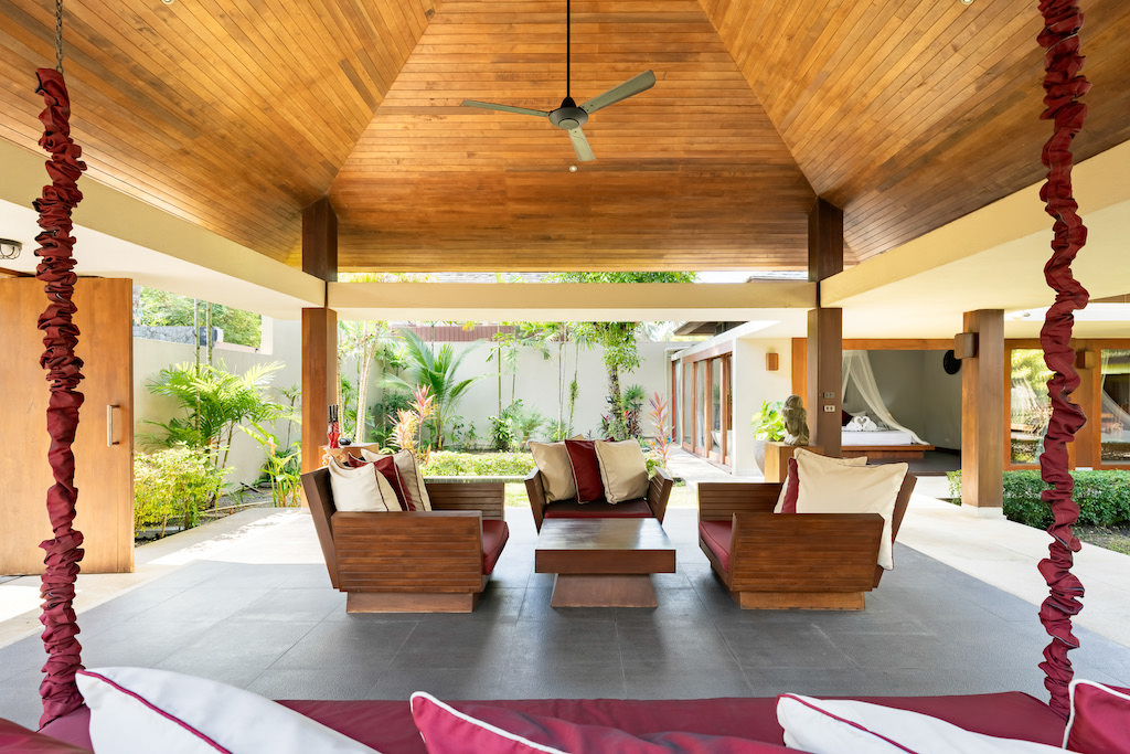 Koh Samui Beachfront Villa For Sale Covered Seating Area