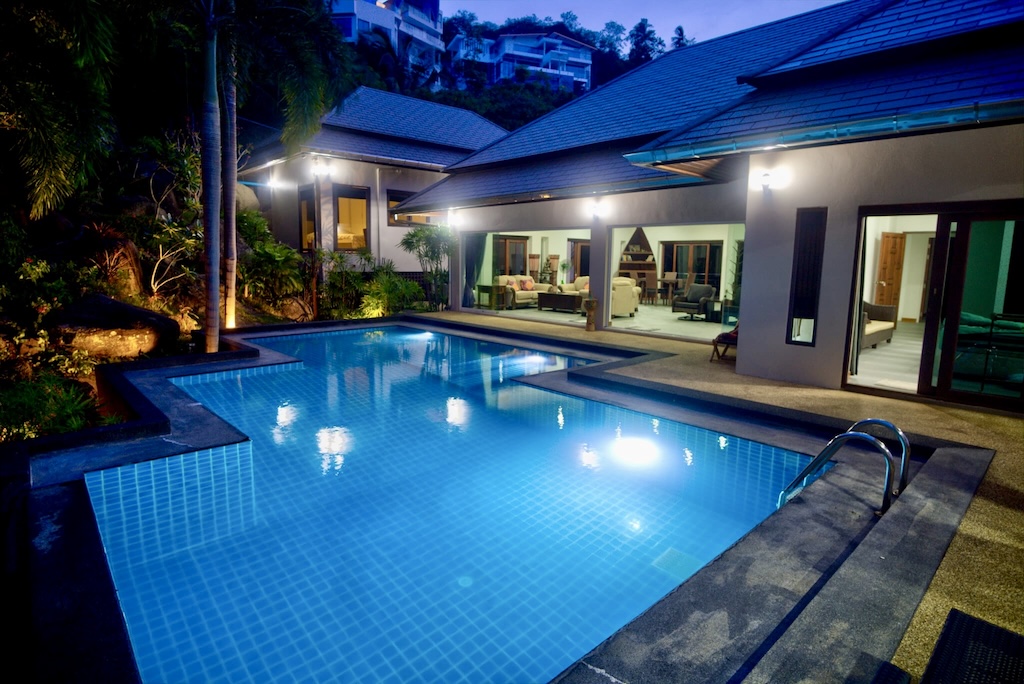 Koh Samui Sea View Villa For Sale Exterior Night