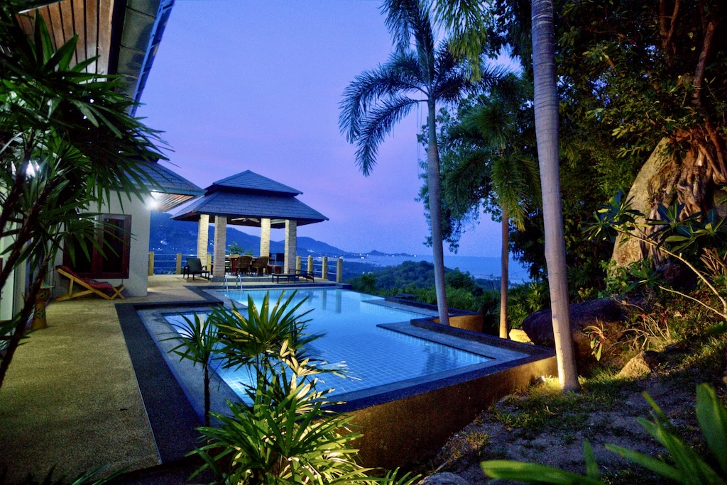Koh Samui Sea View Villa For Sale Exterior Night
