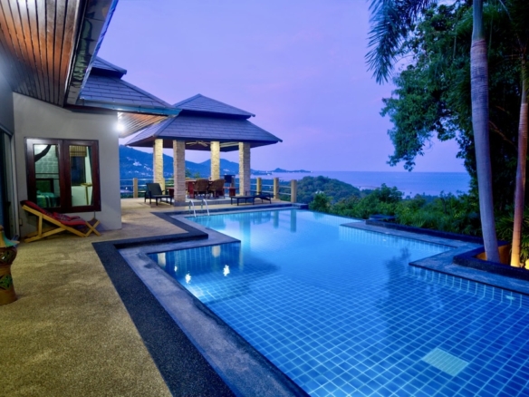 Koh Samui Sea View Villa For Sale Pool Night