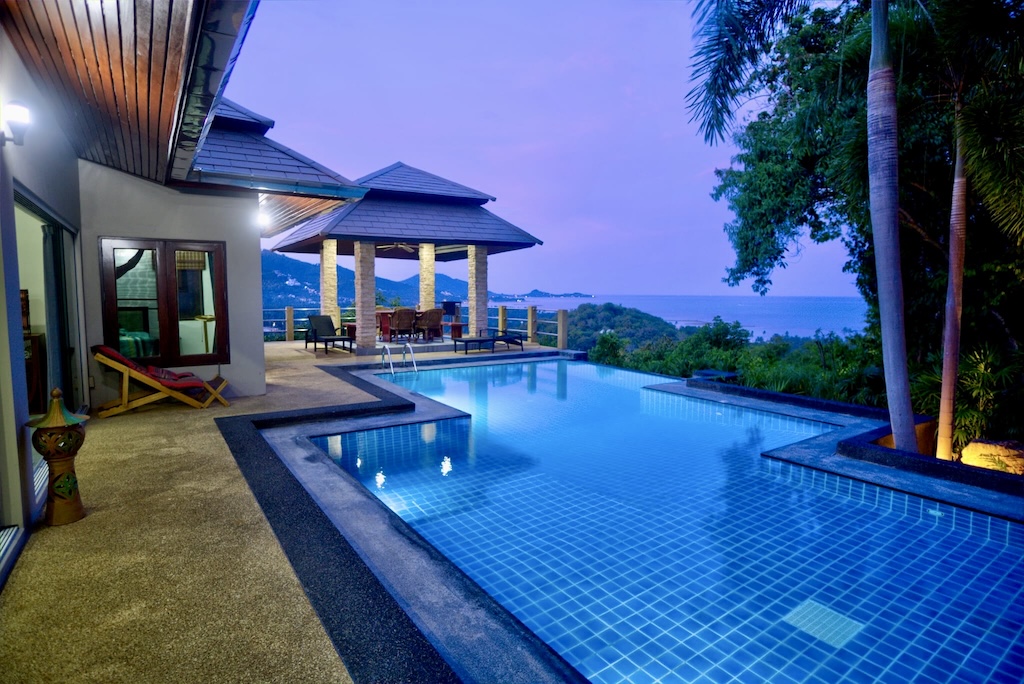 Koh Samui Sea View Villa For Sale Pool Night