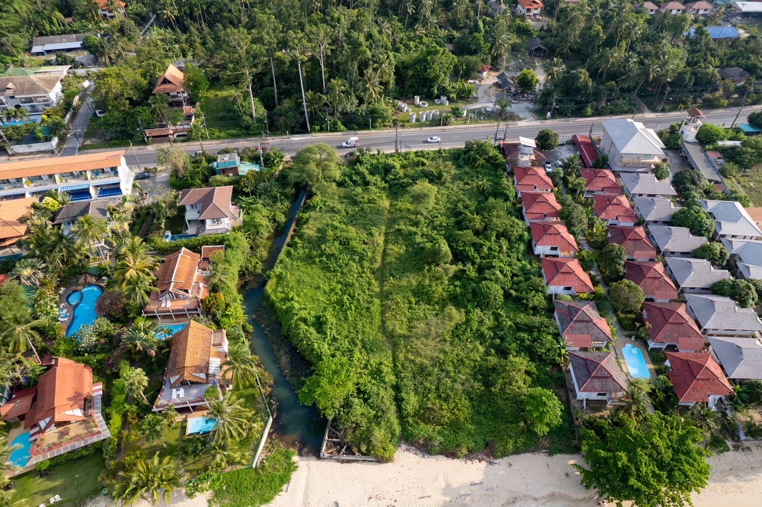 Koh Samui Bang Por Beachfront Land Aerial
