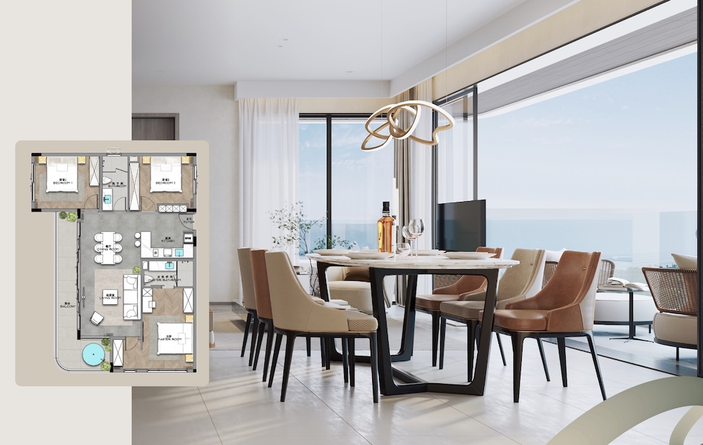 Ayana Heights Three-Bedroom Residences Floor Plan