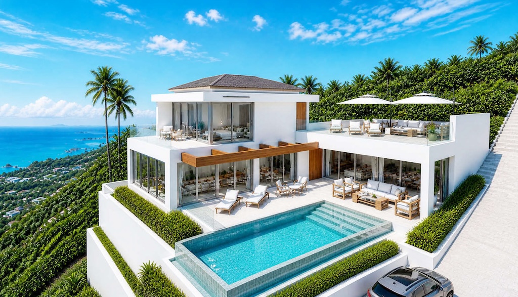 Azure 6 Villas Aerial Render