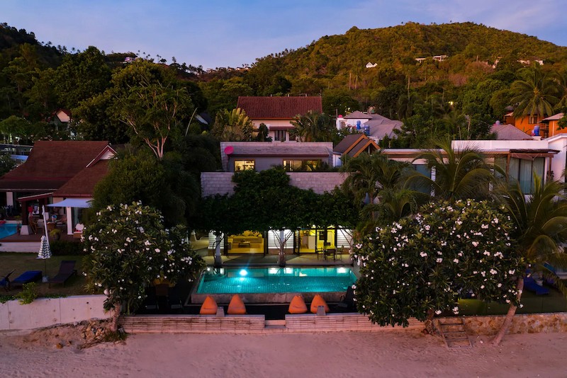 Beachfront Villa In Koh Samui Aerial Night