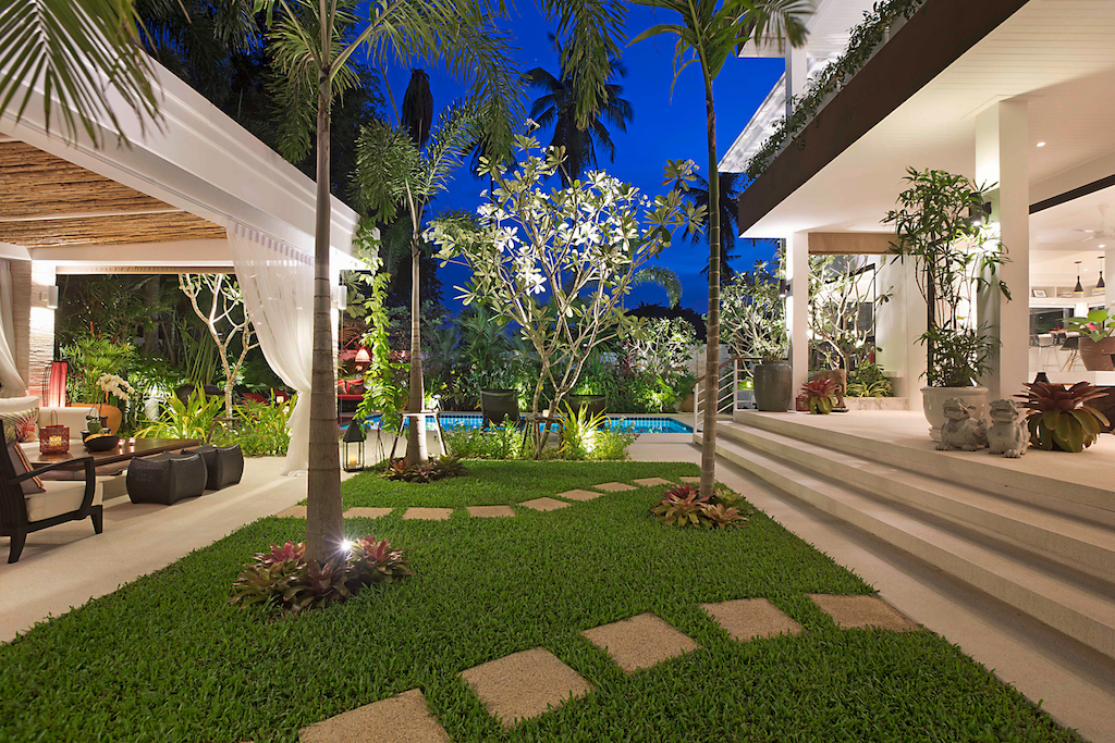 Beachside Pool Villa For Sale Koh Samui Garden At Night