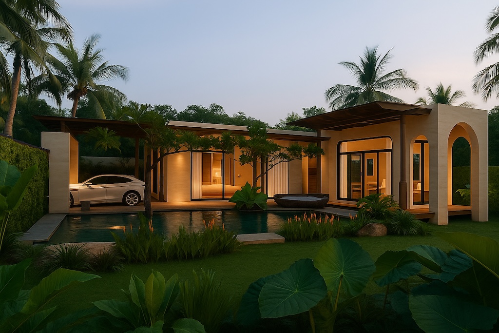 Boho Chic Village One Bedroom Villas Exterior night