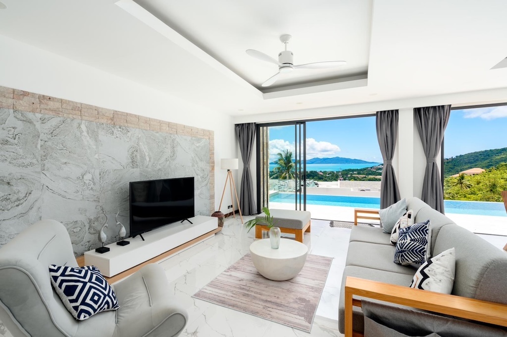 Bophut Contemporary Sea View Property Lounge