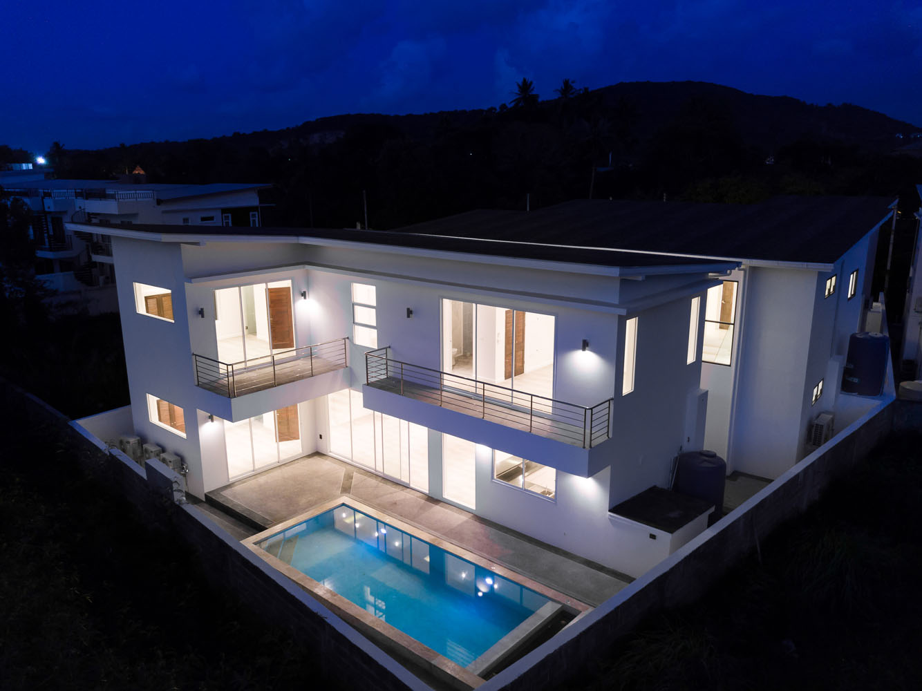 Bophut Villa Aerial Image At Night