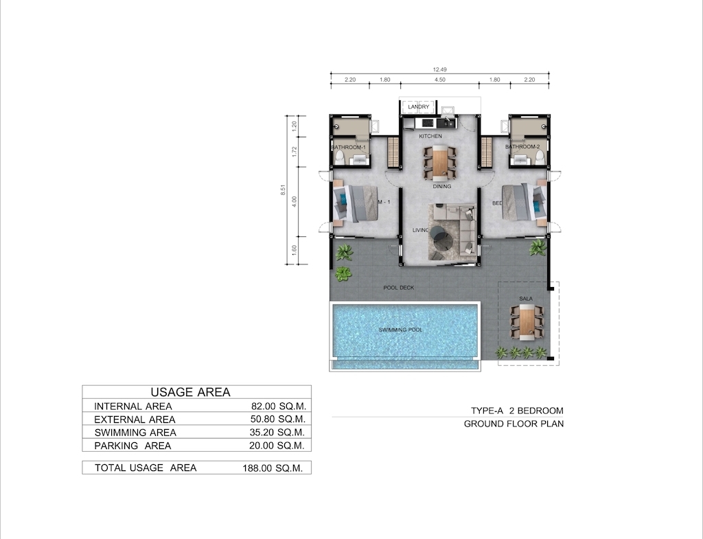Coco Moon Villas Koh Samui Type A Floor Plan