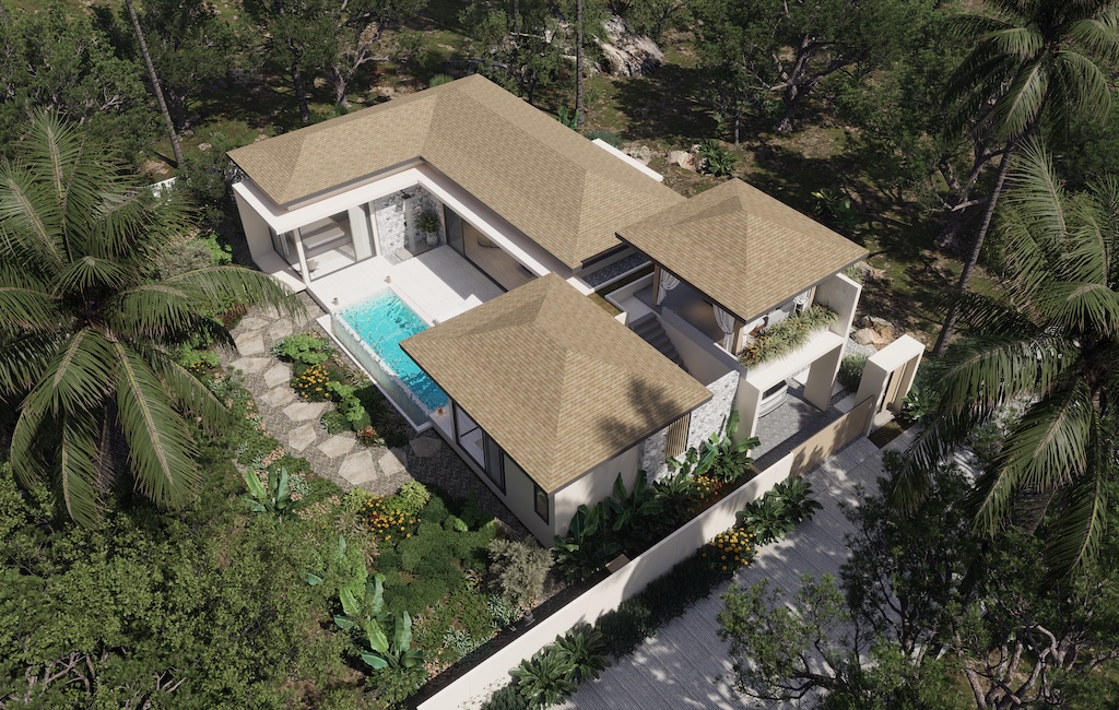Cozy Pavilion Villas Lamai Aerial Render