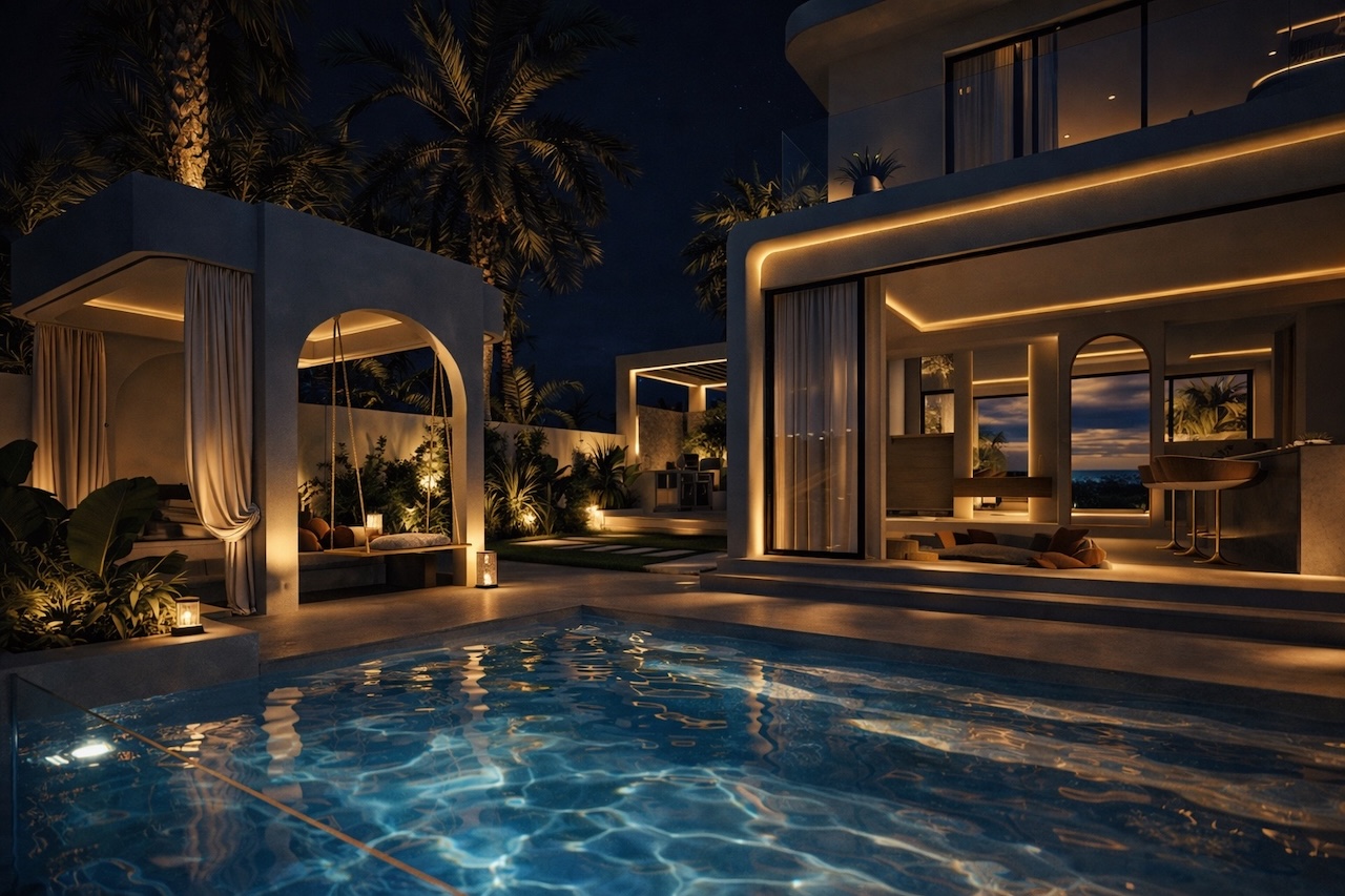 Eterno Koh Phangan 2-Bed Villas Exterior Night