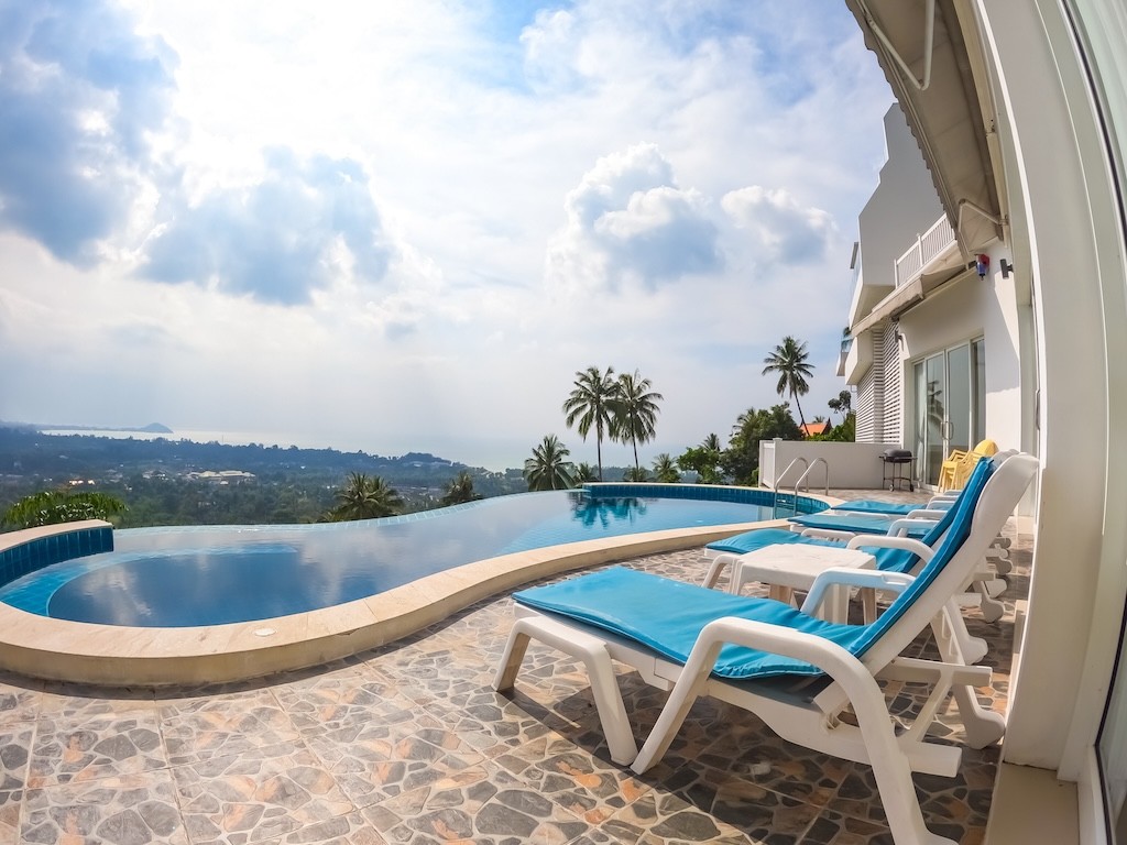 Koh Samui 3 Bedroom Sea View Property Sun Loungers
