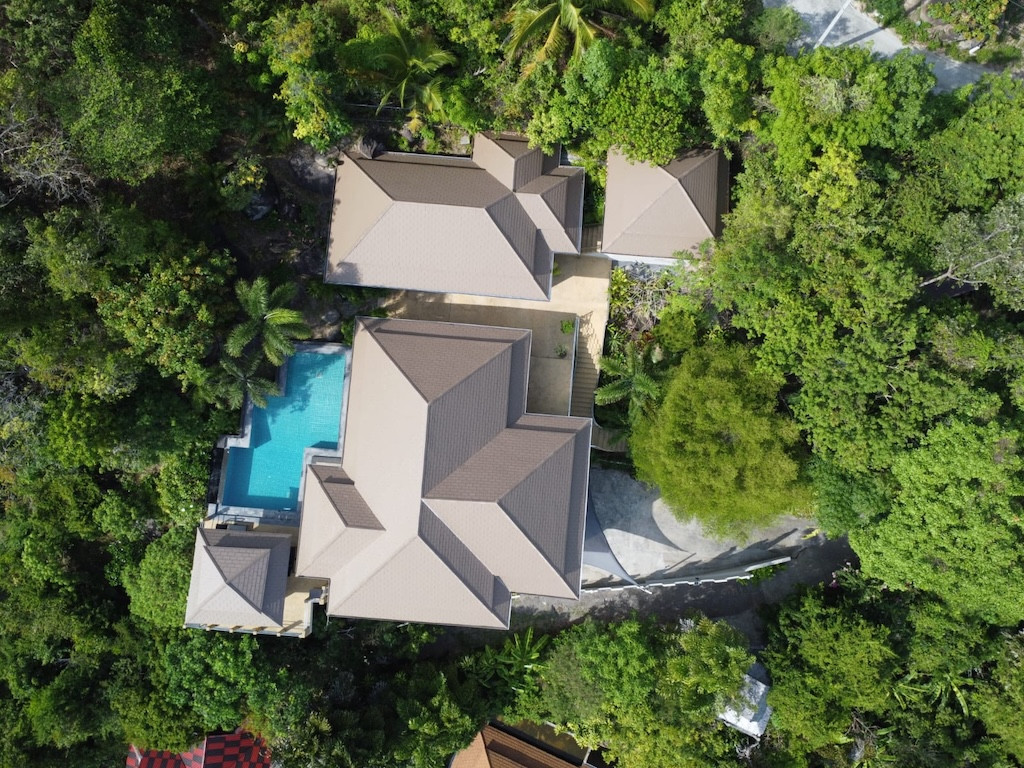 Koh Samui 4-Bedroom Sea View Villa Aerial Above