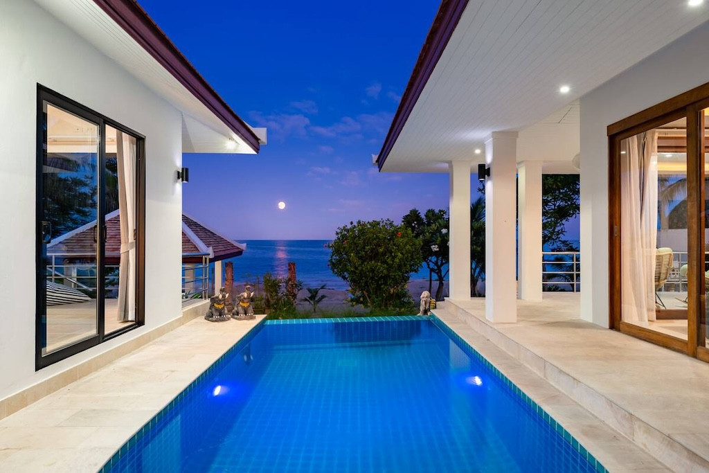 Koh Samui Beachfront Residence Pool Night