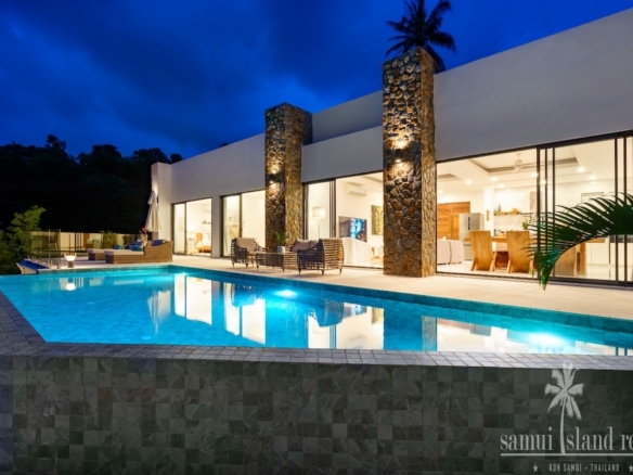 Koh Samui Contemporary Villa Pool Night
