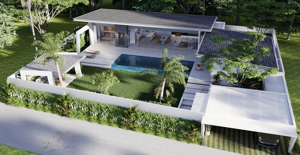 Koh Samui Contemporary Villas Aerial Render