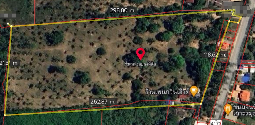 Koh Samui Land Bang Kao Measurements