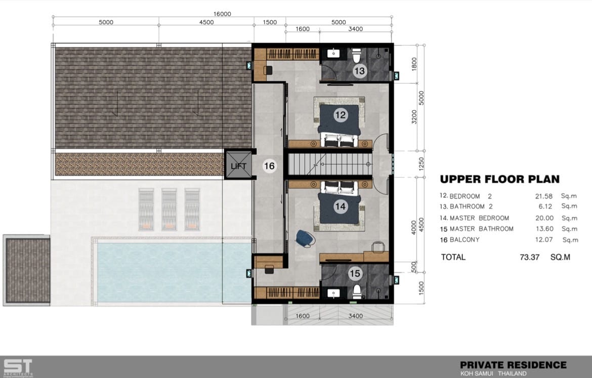 Koh Samui Pool Villas Plai Laem 2nd Floor Plan