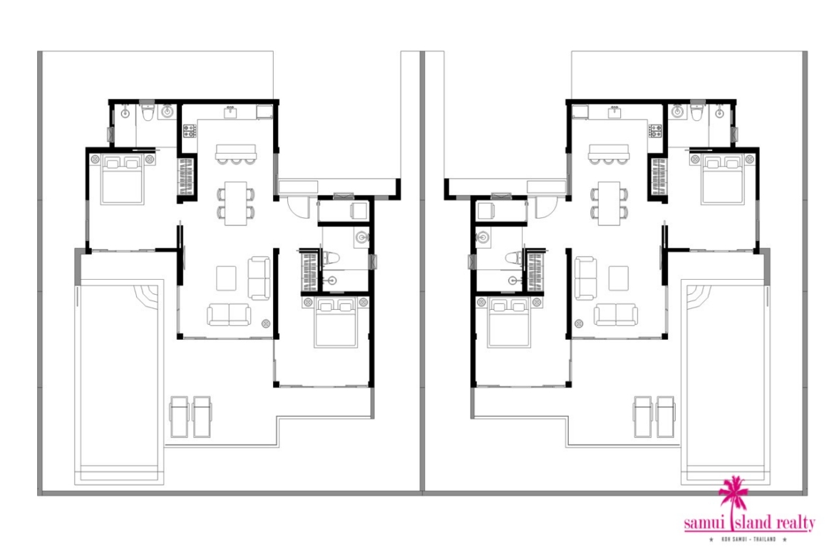 Koh Samui Sea View 2 Bedroom Villas For Sale Floor Plans