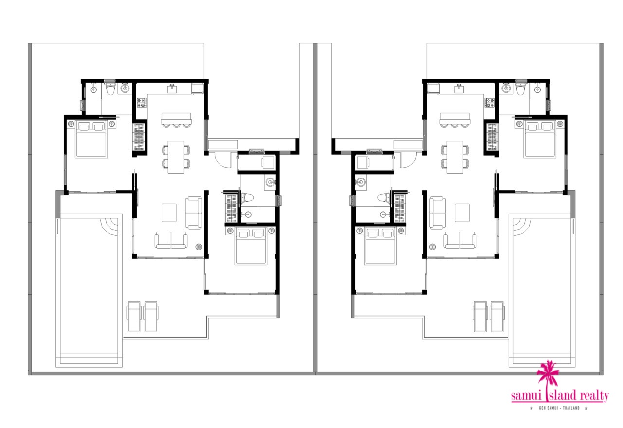 Koh Samui Sea View 2 Bedroom Villas For Sale Floor Plans