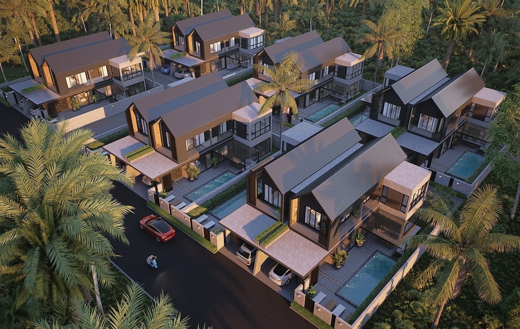 Lamai Modern Properties Aerial Rendering