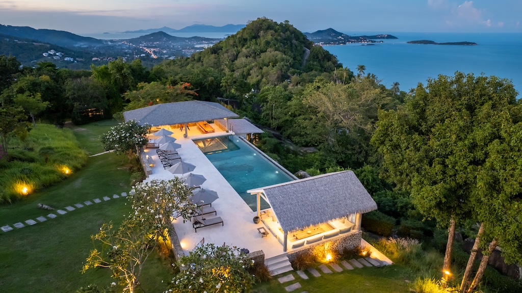Luxury Koh Samui Property In Chaweng noi Aerial Evening