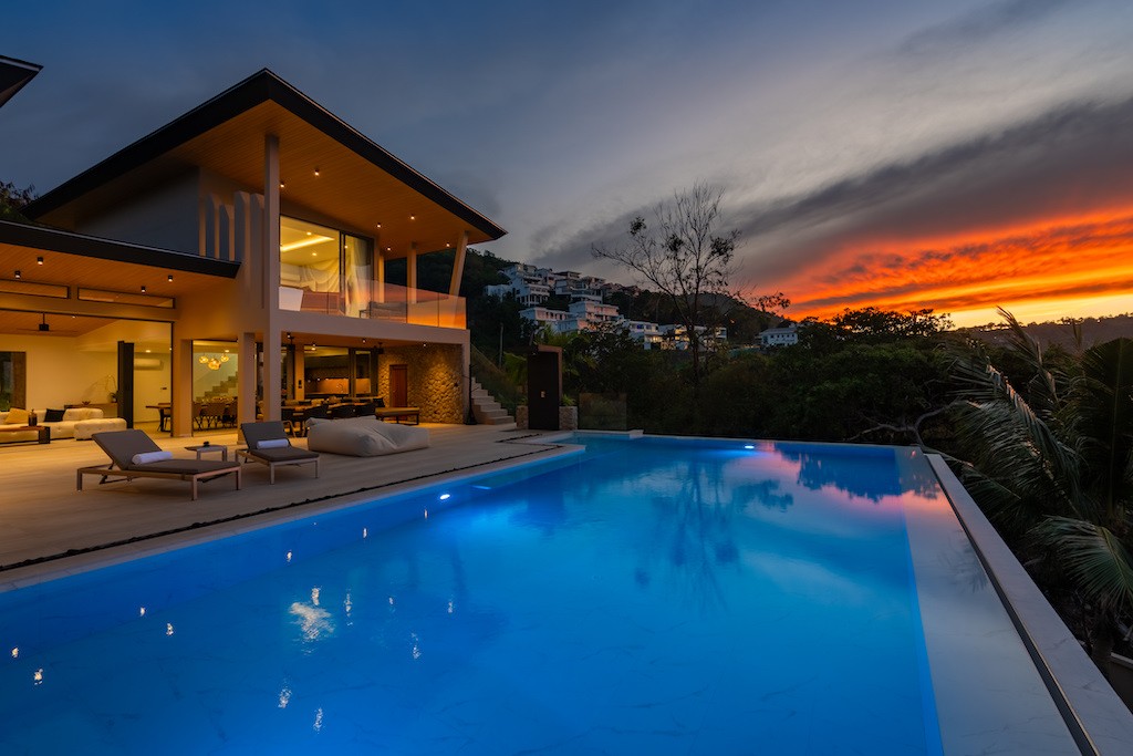 Luxury Property In Bophut Koh Samui Pool Night