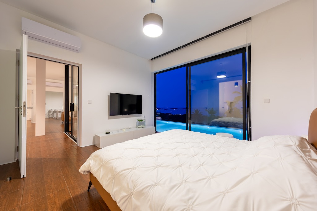 Modern Chaweng Noi Sea View Villa Bedroom Night