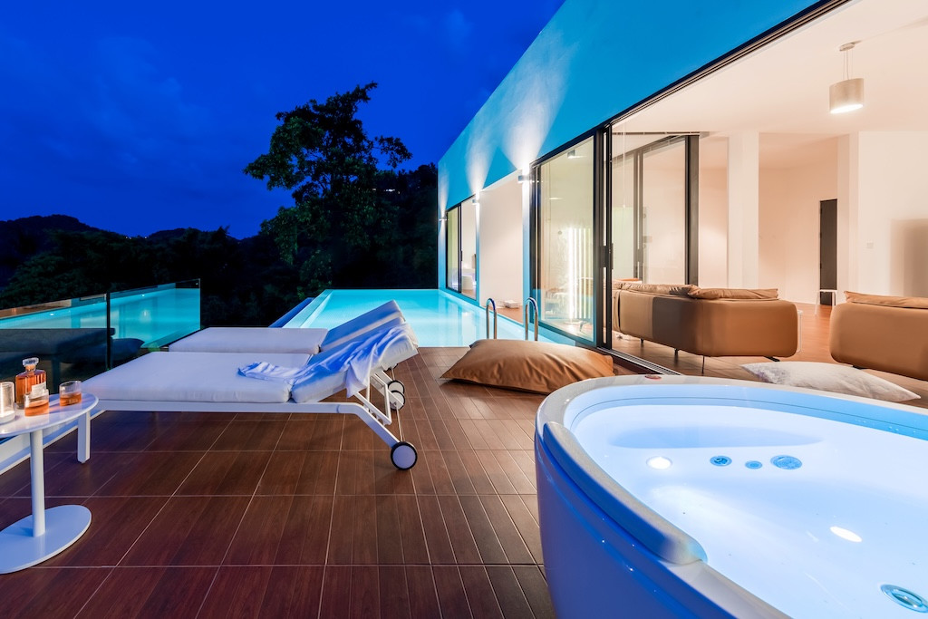 Modern Chaweng Noi Sea View Villa Terrace Night