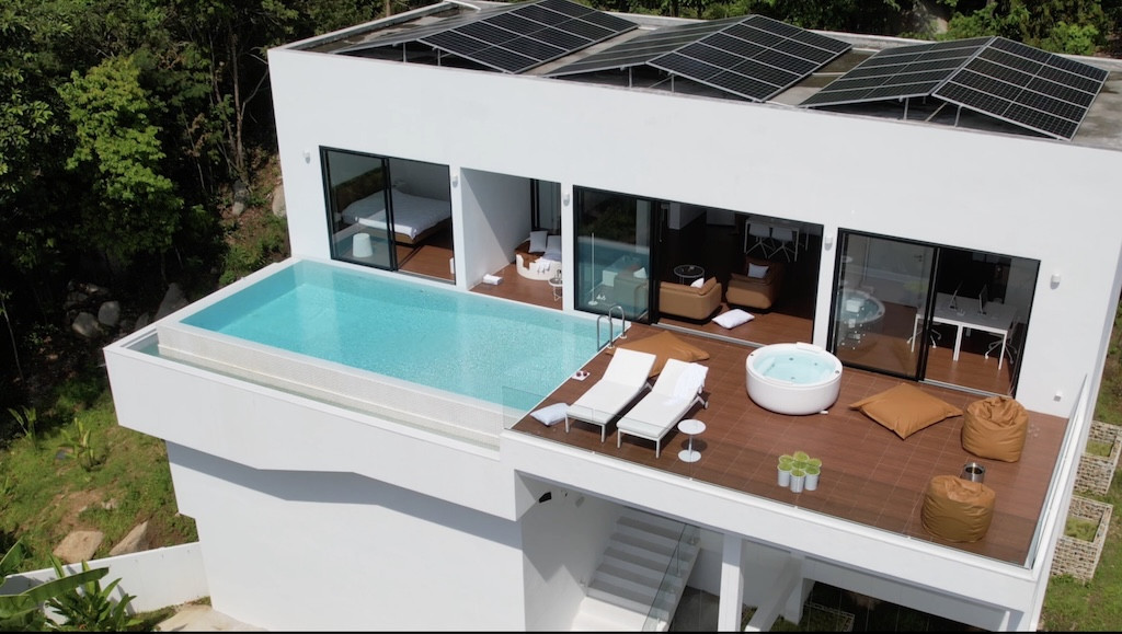 Modern Chaweng Noi SeaView Villa Aerial Front