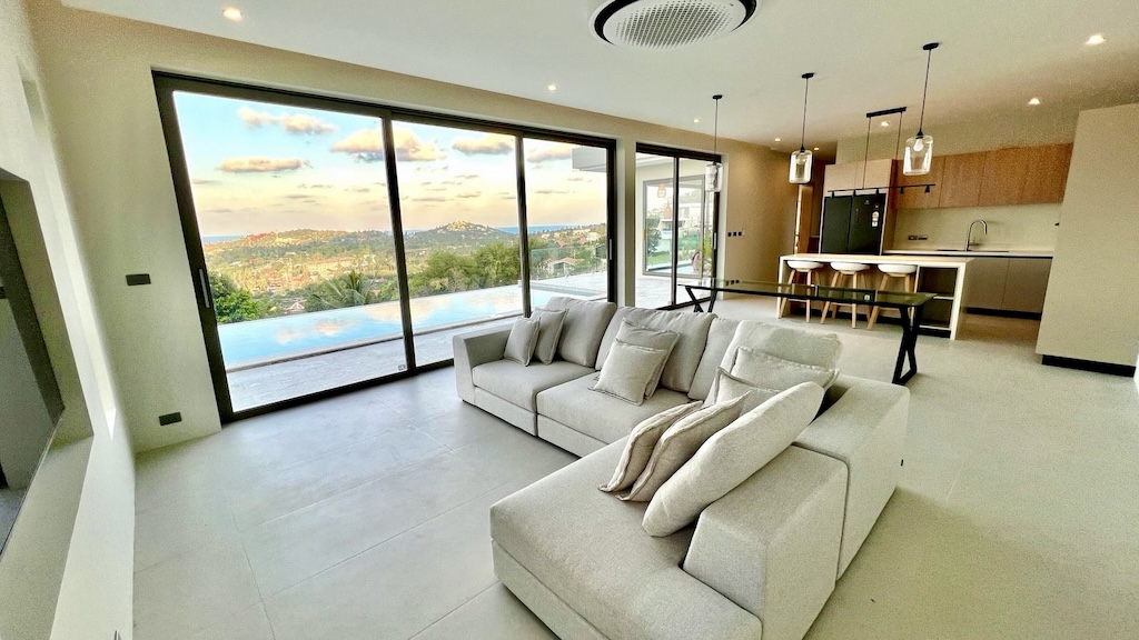 Modern Sea View Villa For Sale in Plai Laem Sofa
