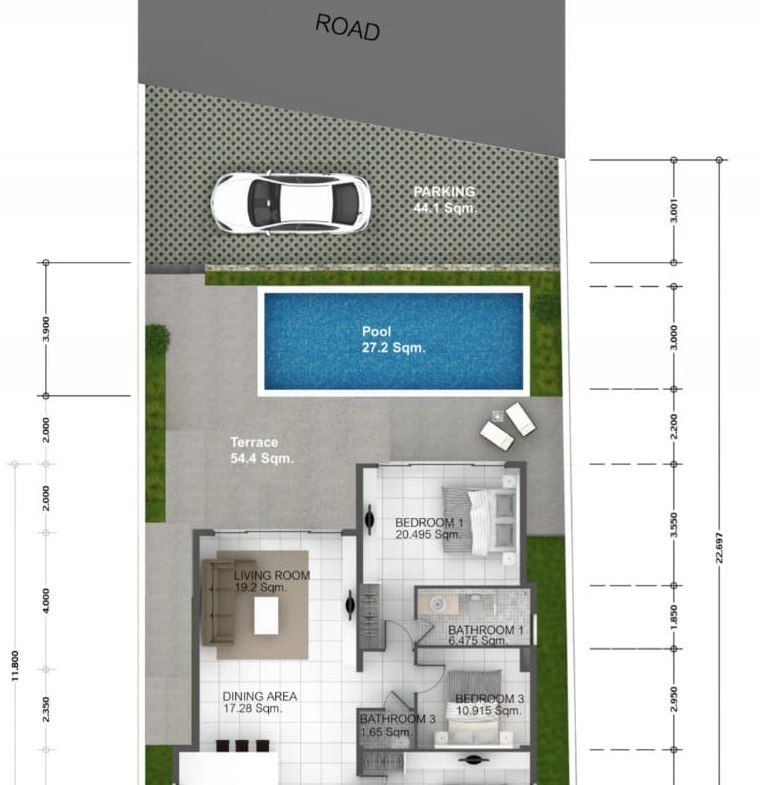 New Bangrak Pool Villa Floor Plan