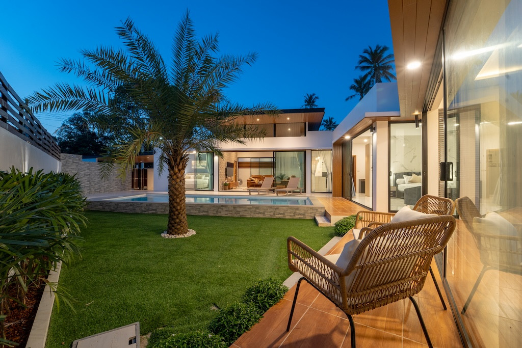 Newly Completed Koh Samui Villa Outdoor Area At Night