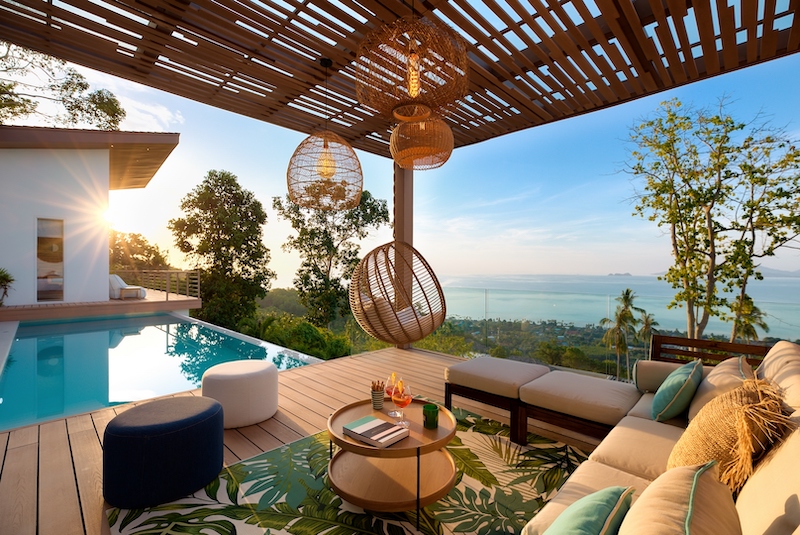 Pacific Palisade Villa Palms Sala View