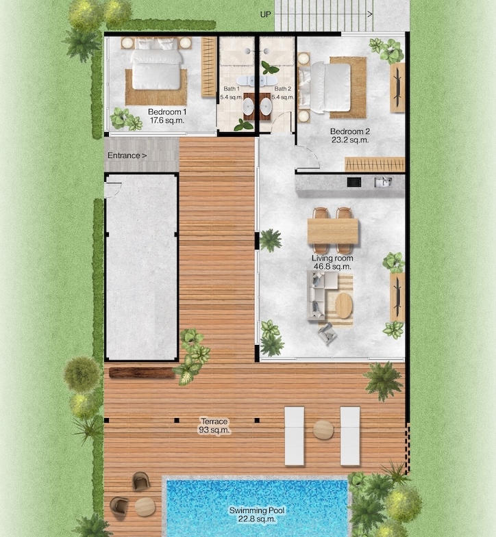 Pahili Loft Koh Phangan Two Bed Floor Plan