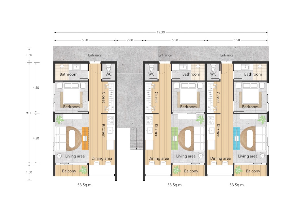 Pahili Loft Lamai Samui 1 Bed Floor Plan