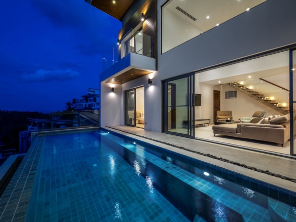 Saitara Peak Villa For Sale Pool Night