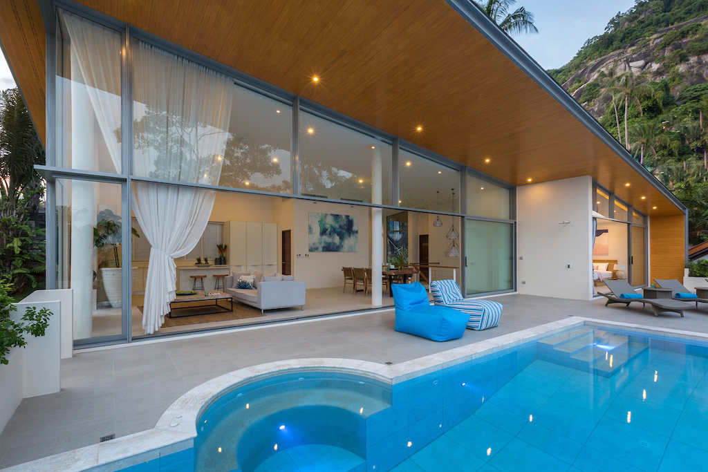 Villa Exterior At Evening