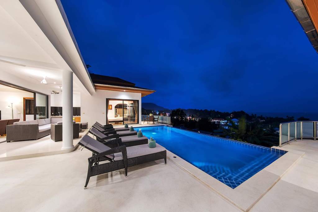 Sunny Banks Villa Ko Samui Pool At Night