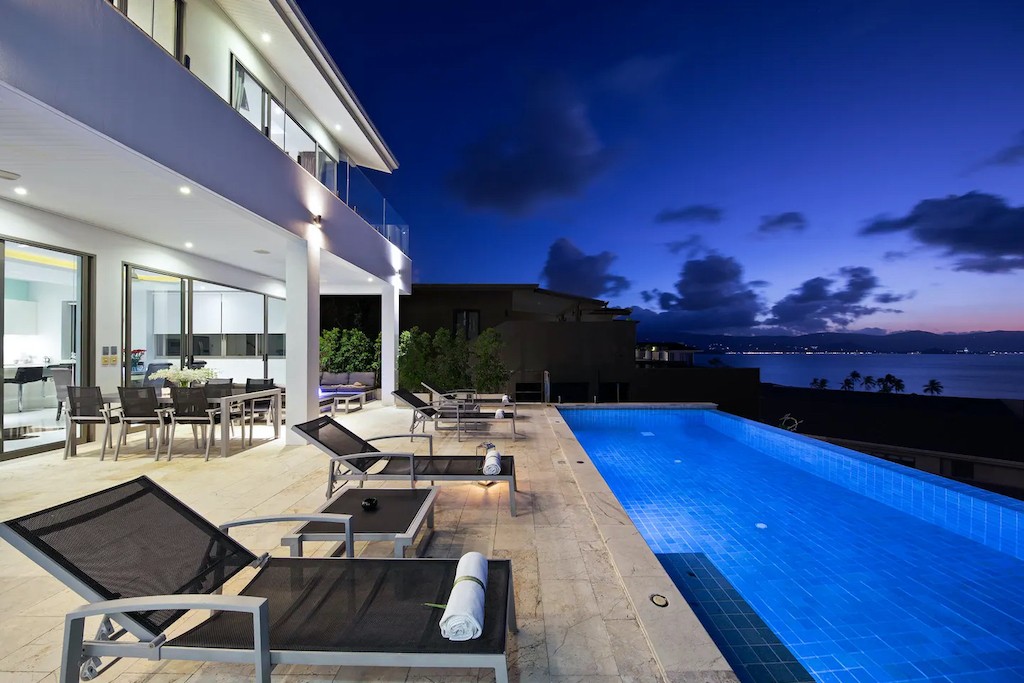 Sunset View Property For Sale In Koh Samui Pool At Night