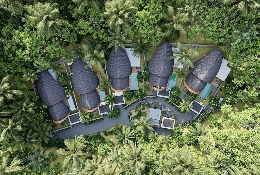 Tropical Koh Samui Villas Aerial Above Render