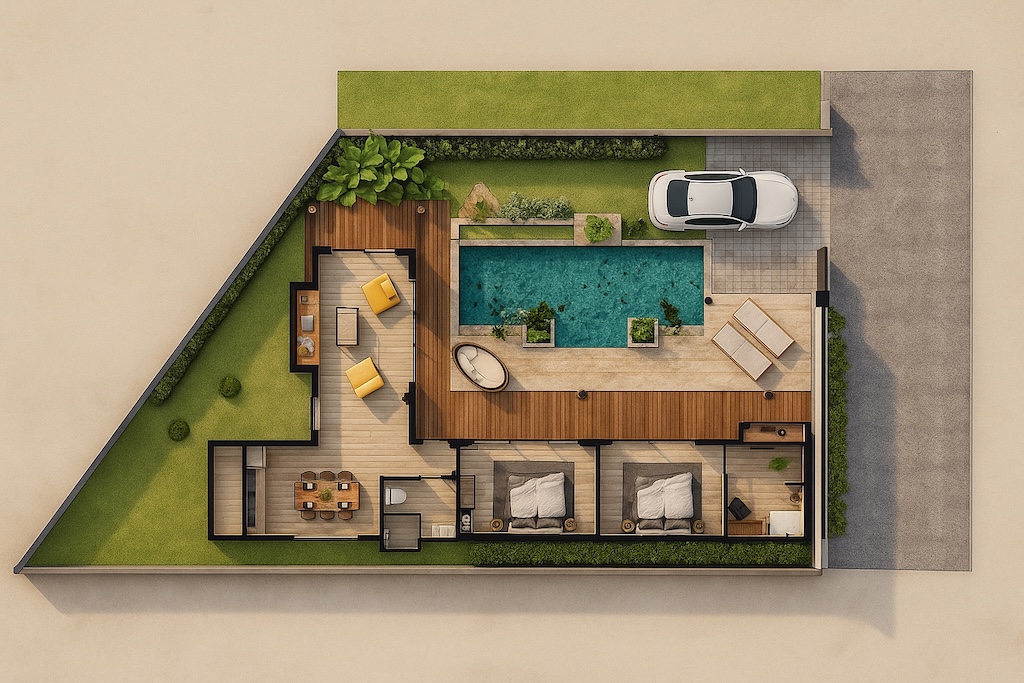 Two Bedroom Villas At Boho Chic Village Floor Plan