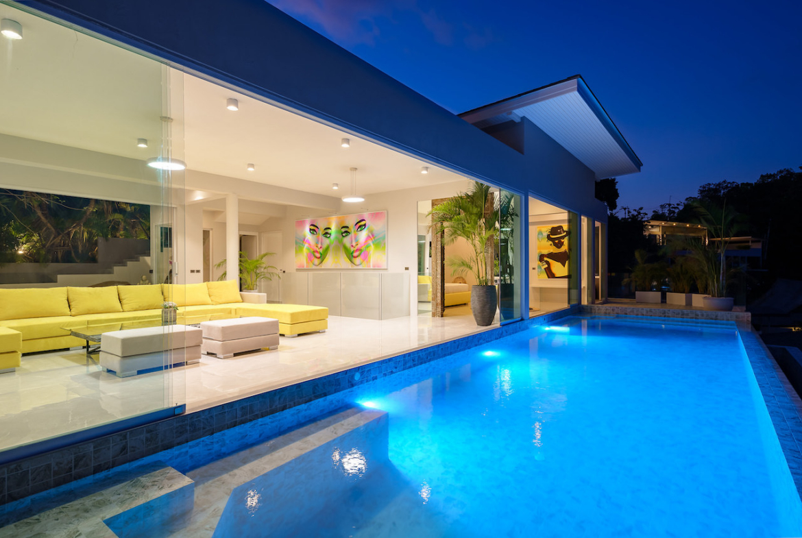 Villa Amelie Pool At Night