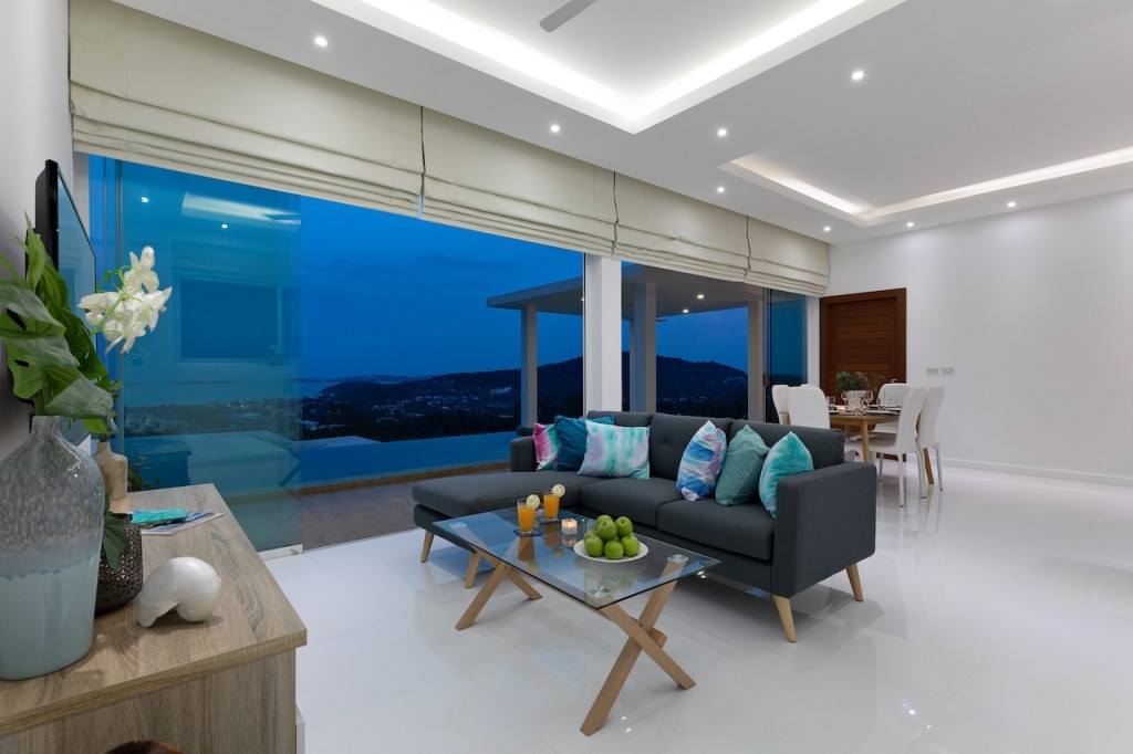Villa Blue Munii Living Area At Night