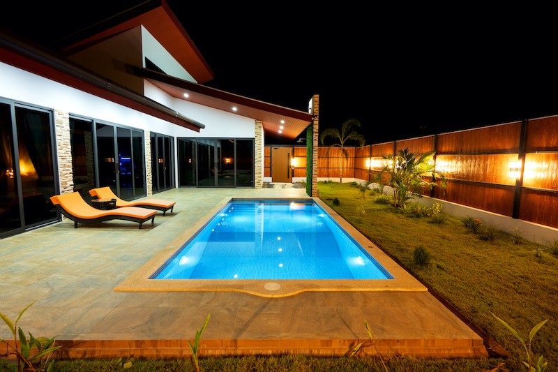 Villas For Sale In Samui, Pool At Night