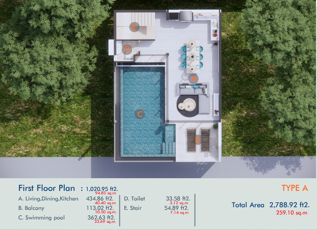 XV Samui Villas Type A 1st Floor Plan