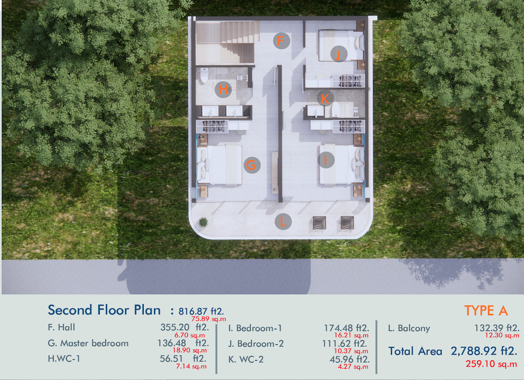 XV Samui Villas Type A Bedroom Plan