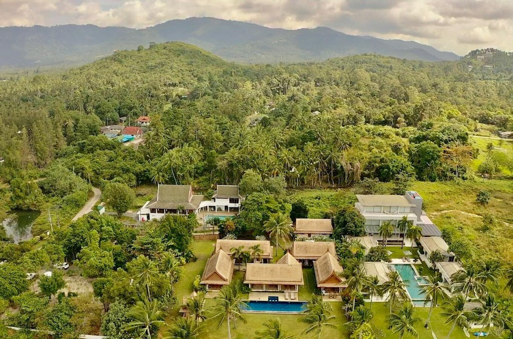 Beachfront Koh Samui Villa Aerial Front