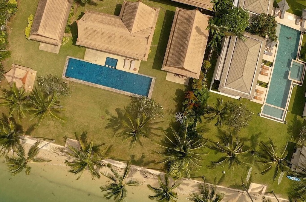 Beachfront Koh Samui Villa Aerial Above